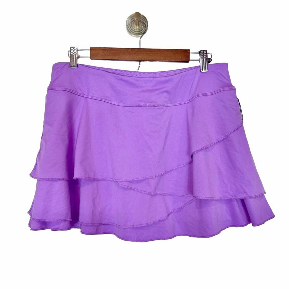 NWT Jofit Ace Skort Womens Large Purple Asymmetrical Ruffle Tiered High Waisted